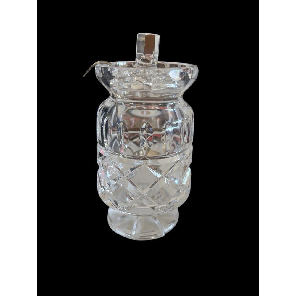 Galway Irish Crystal Clifden Jelly Jam Lidded 5 3/8" Jar With Spoon Vintage